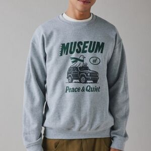 Museum Of Peace And Quiet Car Pigeon Nyc Gray Crewneck Sweater